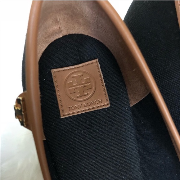 NEW Tory Burch Black Tan Majorca Logo Wedge Sandal - Picture 4 of 7